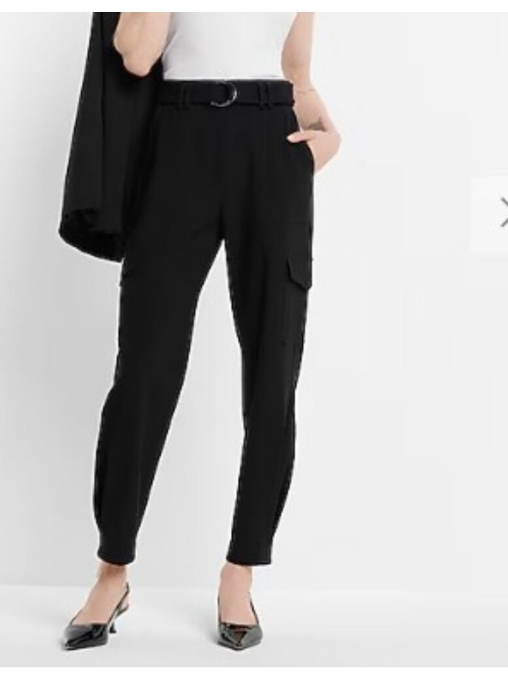 Express Black High-Rise Cargo Joggers